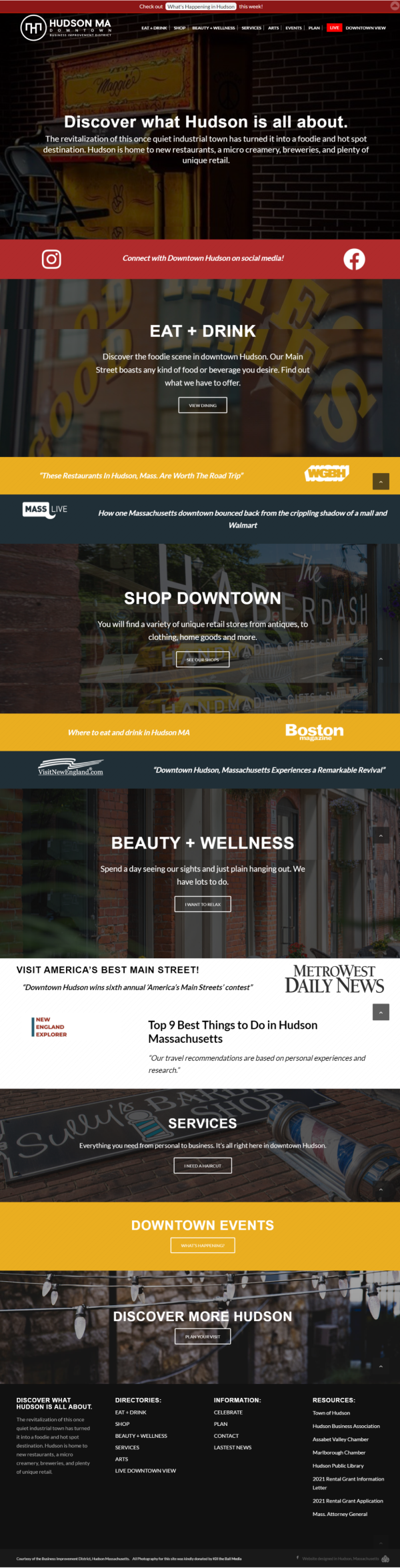 Discover Hudson Non-Profit Business Improvement District - Tourism Website Design