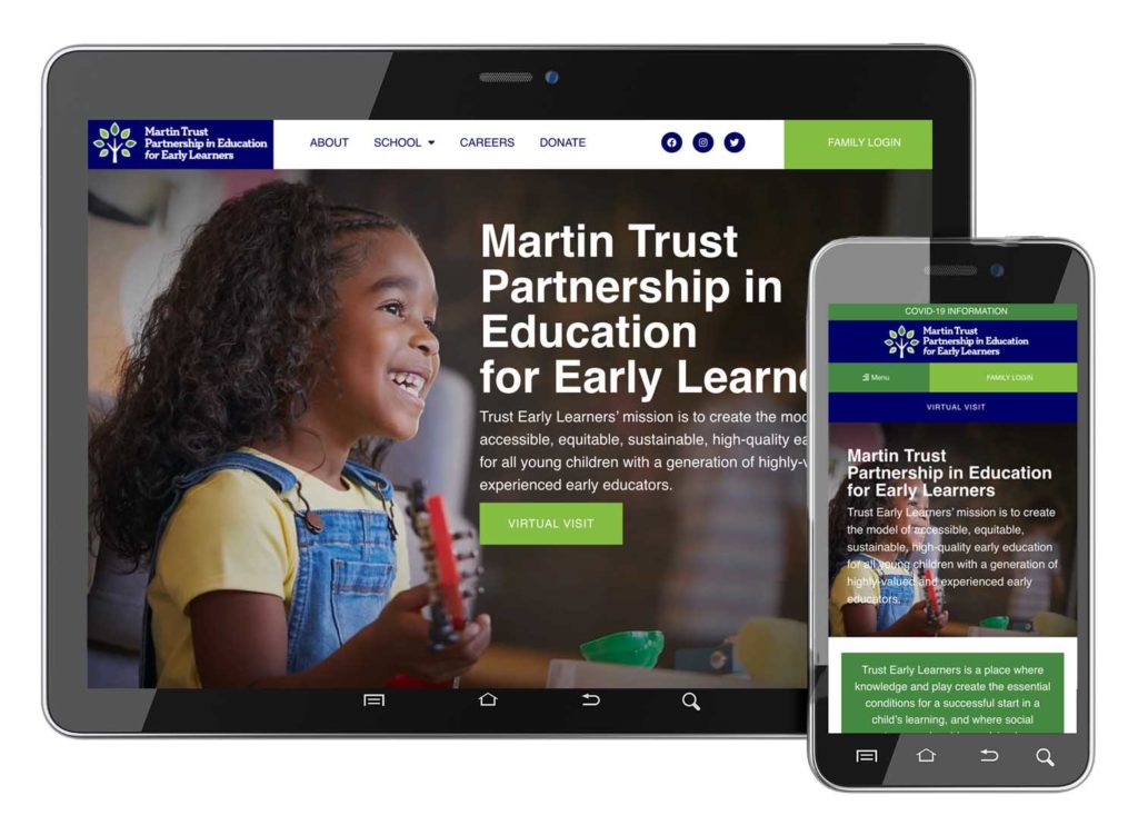 Early Education Website Design - School Website for Trust Early Learners Boston, Brookline MA