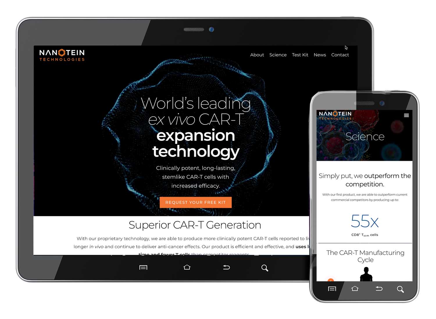 Nanotein Technologies Biotech Website Example