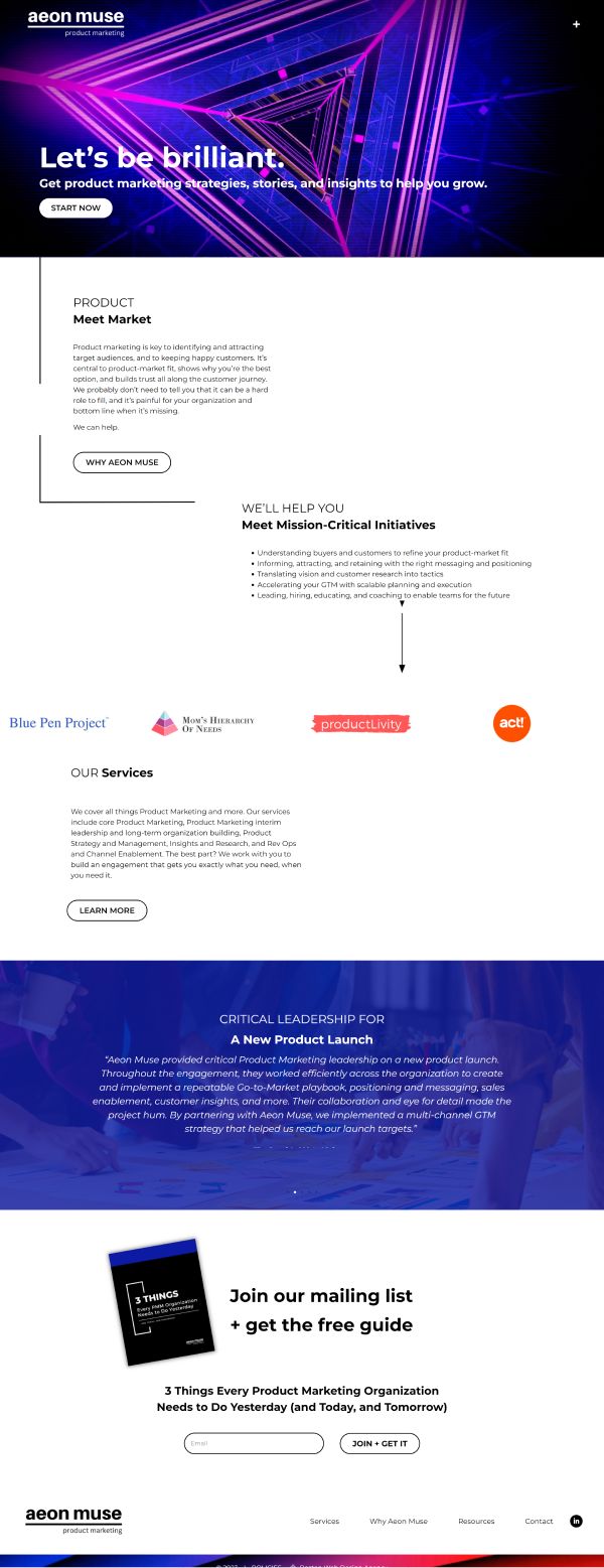 Aeon Muse marketing agency website image example