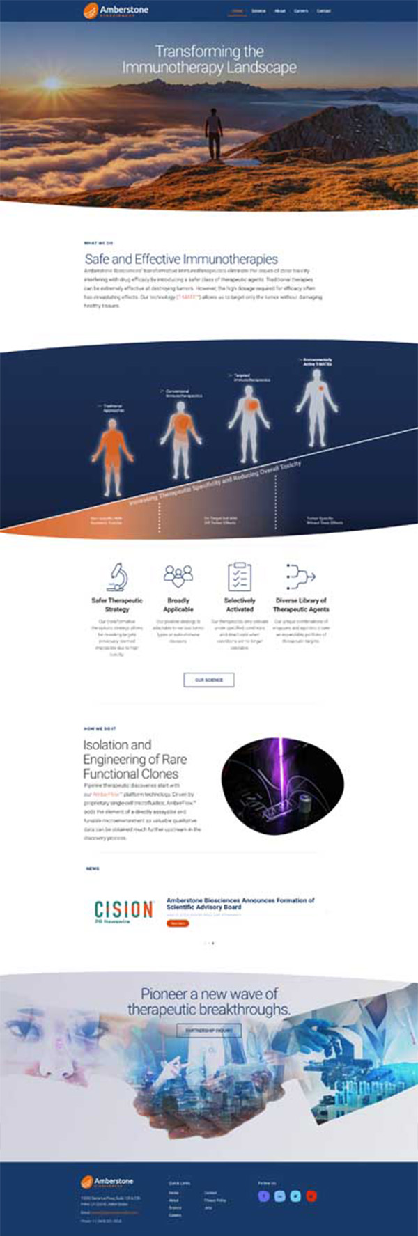 Amberstone Bio - Biopharma Website Website Design Scroll example