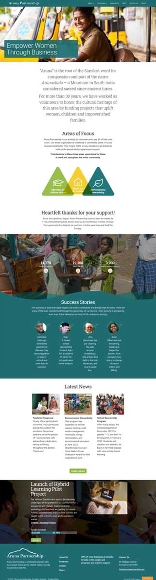 Aruna Partnership - Boston Non-Profit Website Redesign Scroll example