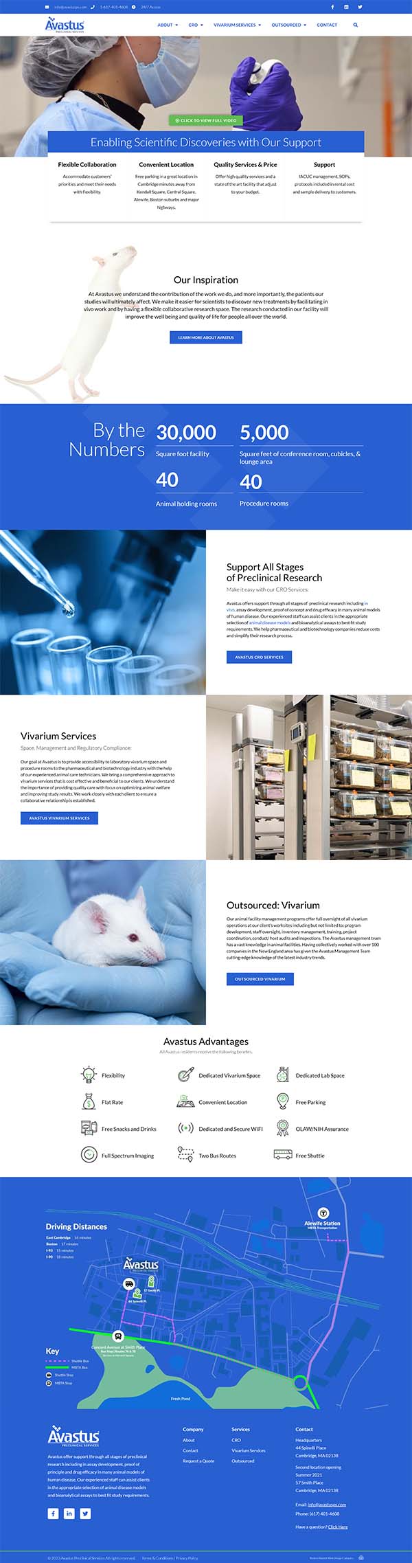 Avastus Preclinical Services - Biomedical Website Design Scroll example