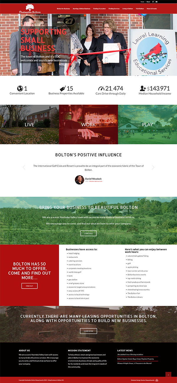 Destination Bolton - Tourism Website Design Scroll example