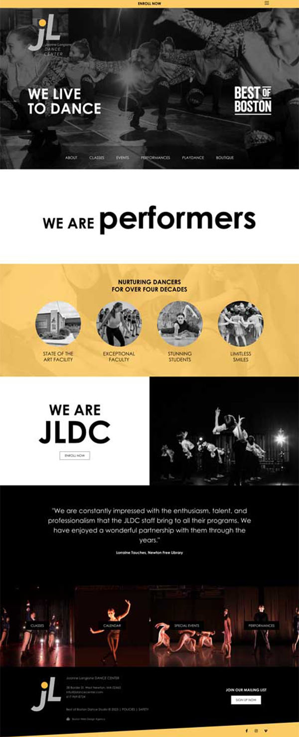 JLDC - Dance School Website Design Scroll example