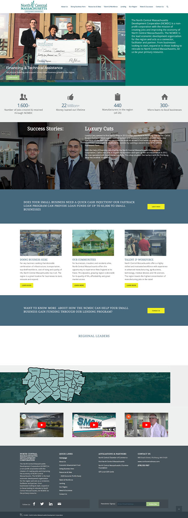 North Central Massachusetts Development Corporation - Economic Development Website Design Scroll example