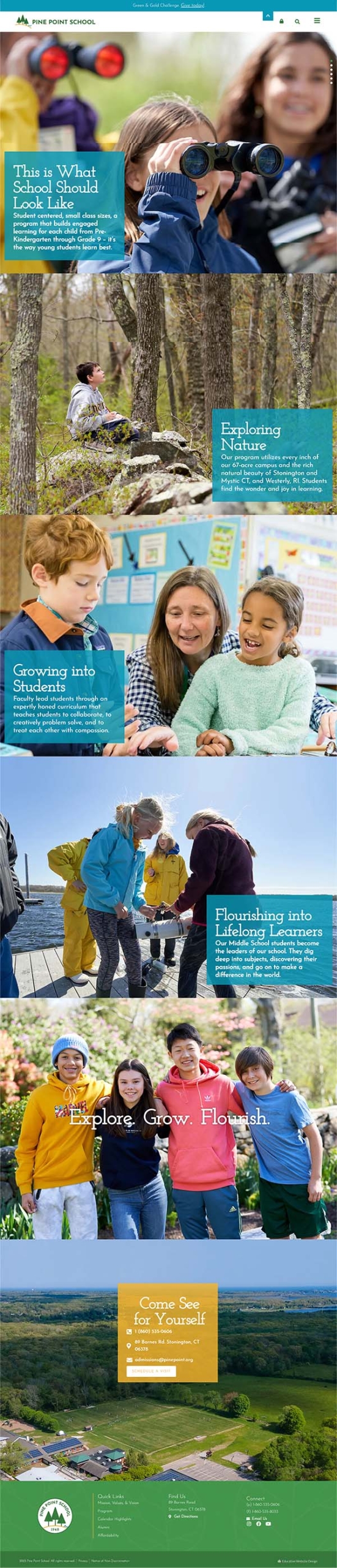 Independent School Website Example: Pine Point in Stonington CT