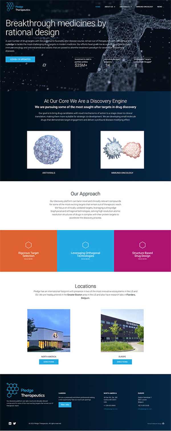 Pledge Therapeutics - Biotech Website Design Scroll example