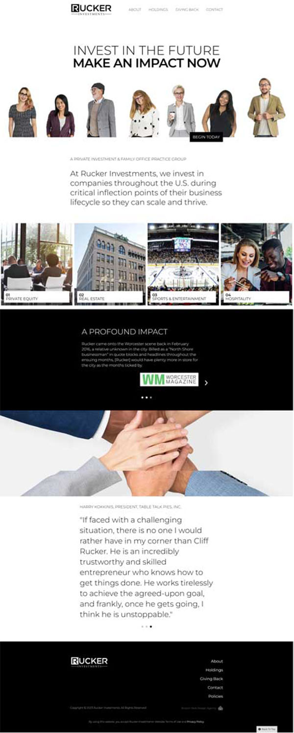 Rucker Investments - Family Office Website Design Scroll example