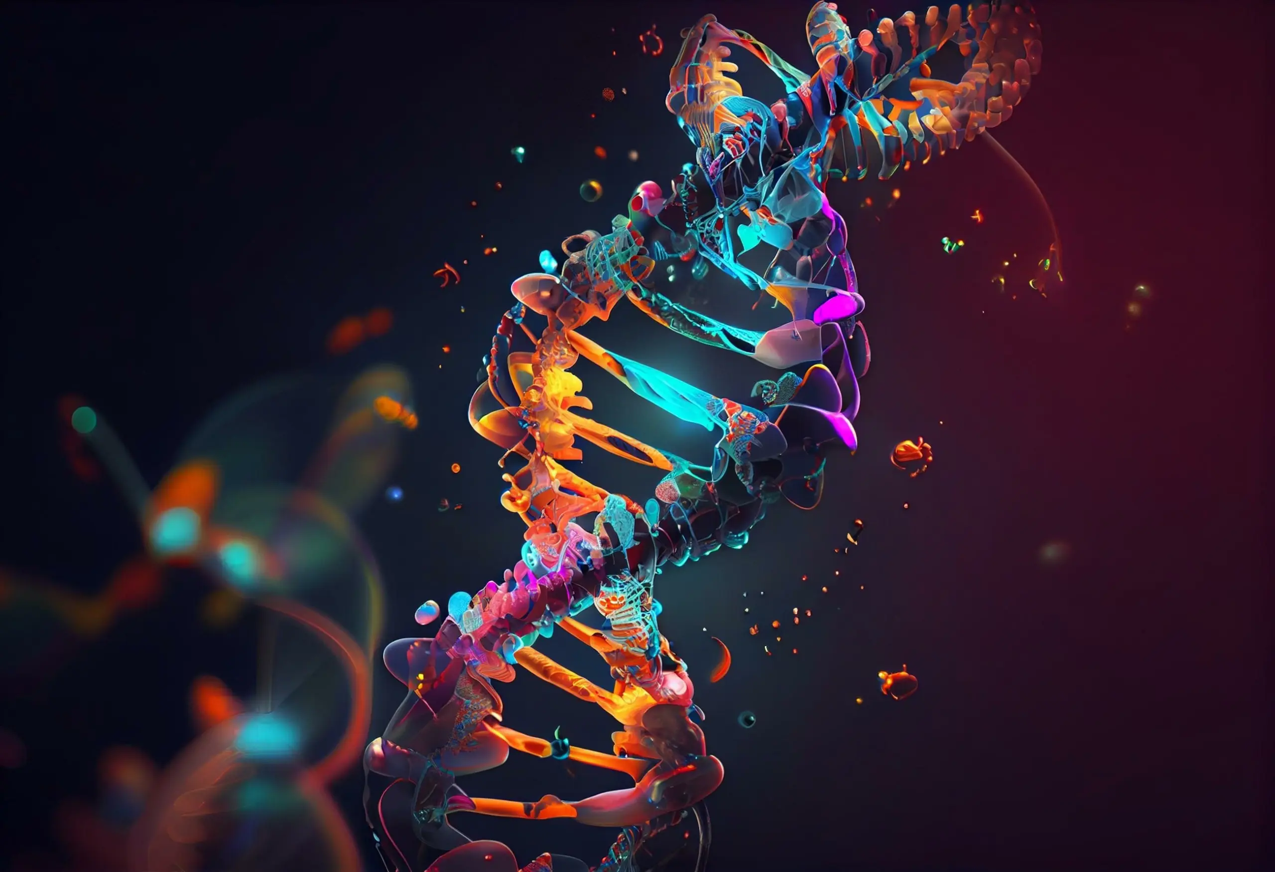 Colorful DNA Image for Biotech Website Design Trends for 2023 article header