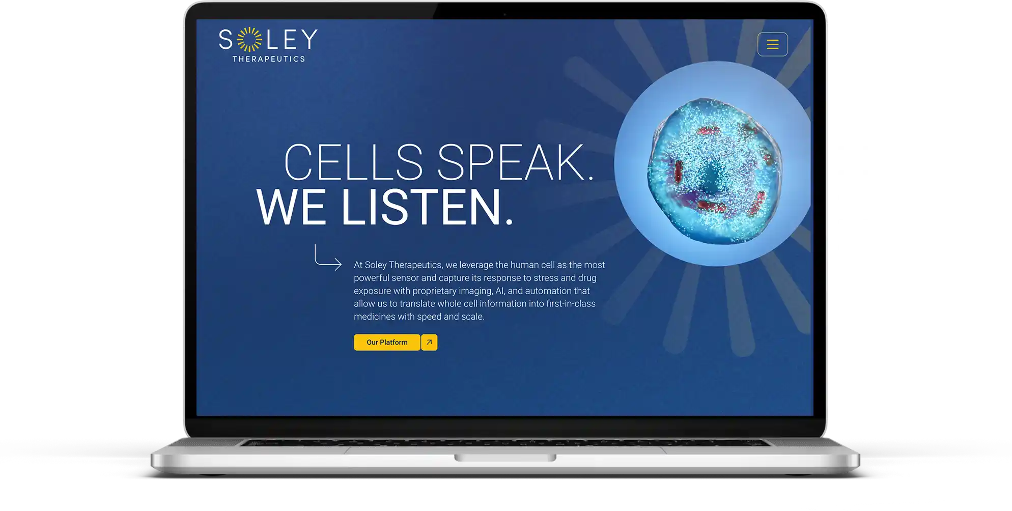 Biotech website redesign for Soley Therapeutics Example