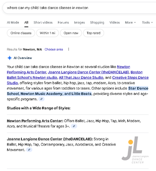 Google SERP image of JLDC Keyword ranking.