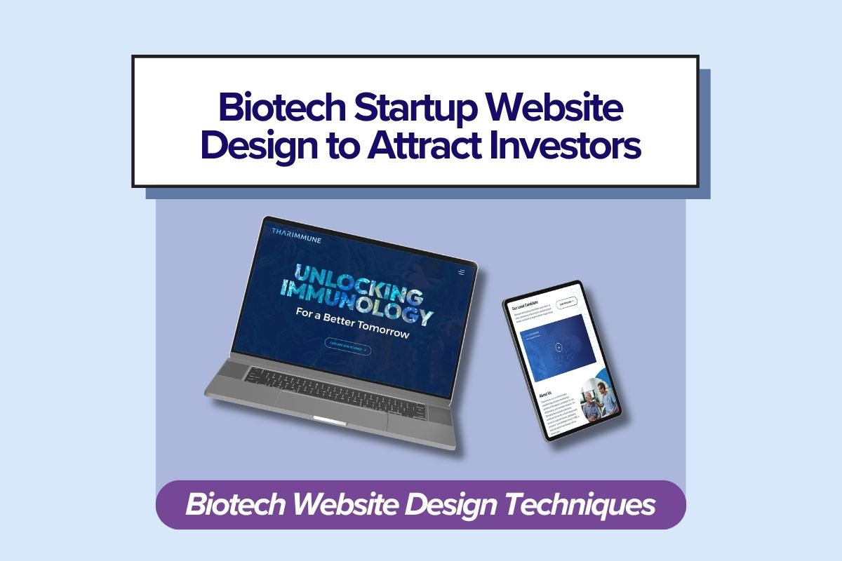 Biotech startup website design that attracts investors.