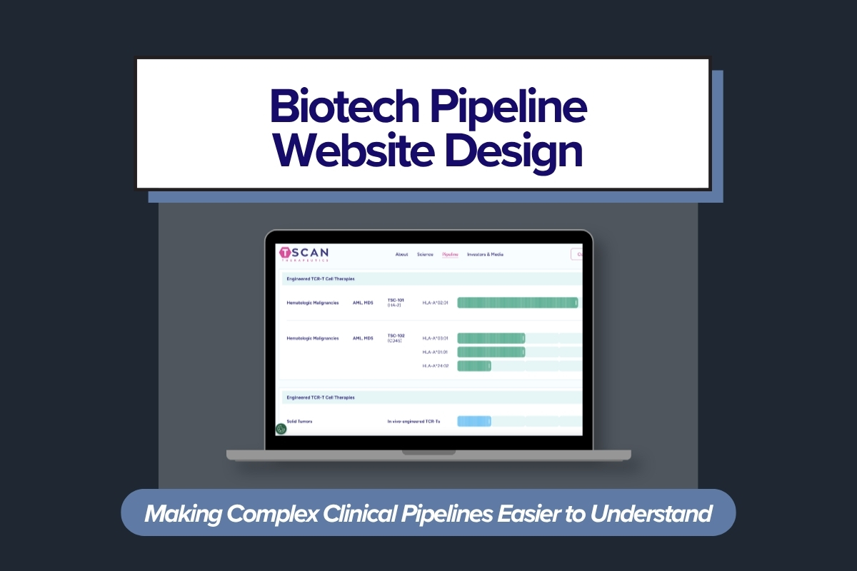 Feature image for Biotech Pipeline Website Design Making Complex Clinical Pipelines Easier to Understand.
