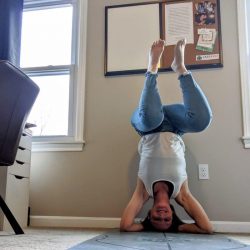 Morgan Kropa of Ladybugz Interactive Doing Yoga
