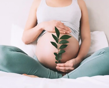 Woman with a leaf on a belly for a website featured image