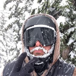 Frank Pereira, Lead Web Developer covered in snow